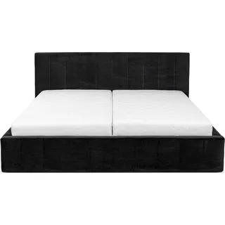 Curacao Polsterbett 120x200cm mit Lattenrost und Stauraum, hydraulisches Federbett, Samt-Polsterbett, Doppelbett, Funktionsbett, schwarz - Schwarz