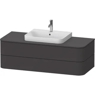 Duravit Happy D.2 Plus Konsolenwaschtischunterbau wandhängend, 1300x550 mm, 2 Schubkästen, für Aufsatzbecken, HP497208080, Farbe: Graphit Supermatt Dekor
