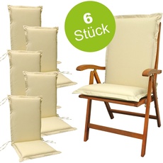 Bild von indoba® 6 x Sitzauflage Hochlehner Premium 95°C vollwaschbar Beige 120x50 cm