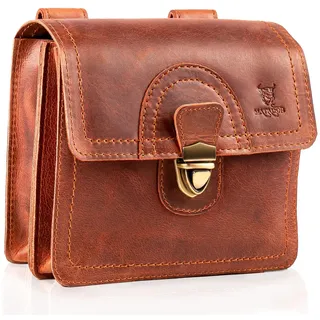 MATADOR Gürteltasche Herren Echt Leder Hüfttasche Malaga Vintage Braun Bauchtasche Damen Handtasche Ledertasche Handytasche
