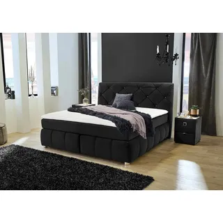 Jockenhöfer Gruppe Boxspringbett »Bella erhältlich in 140 & 180cm Breite« mit Kaltschaum-Topper und Rauchglas-Steinen, schwarz
