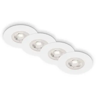 Briloner LED Einbauleuchten Badlampen Dimmbar, 4er Set IP44 Ø9cm weiß, BRILONER