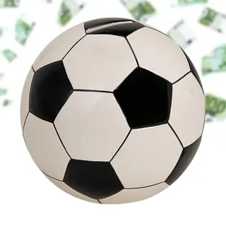 Fussball Spardose schwarz, weiß - Runde 10 cm Keramik Sparbüchse