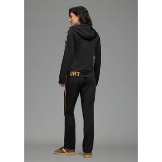 Trainingsanzug H.I.S, Damen, Gr. 42, rosa (schwarz, rose, gold), Obermaterial: 94% Polyester, 6% Elasthan, Basic schmal, Sportanzüge Trainingsanzug, Softes, schnell trocknendes Stretchmaterial für hohen Komfort, Topseller