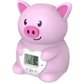Miraval Wecker mit Spardose und Zählwerk Schwein lautlos Snooze automatisches zählen manuelles korrigieren - Rosa