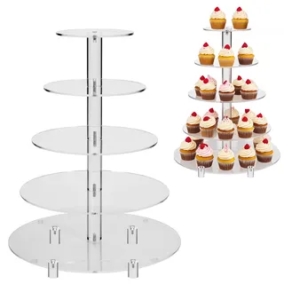 BetterJonny Tortenständer Etagere 5 Etagen, Cupcake Ständer Tortenständer 5 Etagen Acryl Etagere Tortenstände aus Acryl Runde Acrylständer Kuchenständer für Hochzeit Party Nachmittagstee Geburtstag