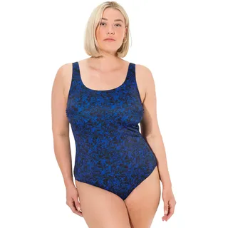 Ulla Popken Damen große Größen Übergrößen Plus Size Badeanzug, Gemustert, ohne Softcups, Raffung