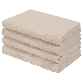 my home Duschtücher »Vanessa, als Set und Serie erhältlich, 4 Duschtücher, 70x140cm« Handtücher mit Bordüre, 100% Baumwolle, einfarbig, weich, beige