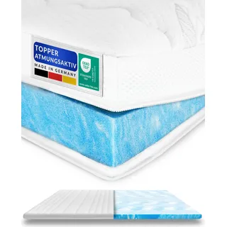 AM Qualitätsmatratzen | Premium Topper 200x200 cm mit Lyocell Bezug | 6 cm Höhe | Matratzenauflage |200 x 200 | Hochwertiger Topper Germany