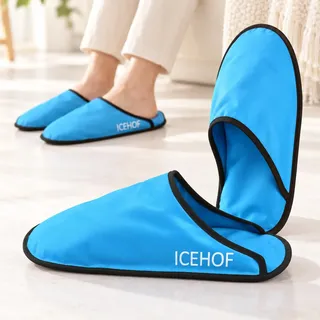 ICEHOF Kühl-Slipper (1 Paar) Sanfter Stoff - PremiumEdition Kühlsocken mit hochwertigem Gel - Kältetherapie für Füße Zehen bei Chemotherapie Rheuma Eis-Socken Chemo Kühlschuhe - OneSize Unisex