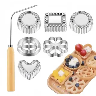 FORSMANO Blumen- & Herzförmige Aluminium Frittierform Set, Bunuelos-Form Mit Griff, Antihaft, Backwerkzeug, Küchenhelfer für Gebäck & Snacks