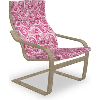 ABAKUHAUS Hippie Poäng Sessel Polster, Boho Oriental Motif, Sitzkissen mit Stuhlkissen mit Hakenschlaufe und Reißverschluss, Magenta und Weiß - Weiß