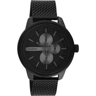 Oozoo Herren Metall Mesharmband Uhr Timepieces schwarz Analog Quarzuhr UOC11019 - Schwarz