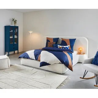 Mid.you Polsterbett , Weiß , Holz , 140x200 cm , Lattenrost, gepolstertes Kopfteil, Stoffauswahl,nicht verstellbar, alternative Größen erhältlich , Schlafzimmer, Betten, Polsterbetten