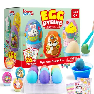 Klever Kits Bastelset Färbeset, DIY Ostereier Dekorations für die Oster Party, Osterdekoration für Zweige und Ostergestecke, Eier zum Bemalen Kreativitätsaktivität