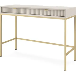 BETTSO Schminktisch Konsole Schreibtisch mit Schubladen NOVA Kaschmir mit Gold Beine - Beige