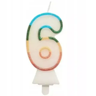 Bunte Kerze mit Zahl 8,5 cm - 6
