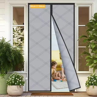 Thermo Türvorhang Kälteschutz 80 x 200 cm, Magnetischer Wärmeschutz, Oxford-Stoff, Grau