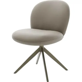 DeLife Drehstuhl Nube-Flex Echt-Leder Schlamm Kreuzgestell breit Effektfinish Titan 360° drehbar Wippfunktion Taschenfederkern, Esszimmerstühle