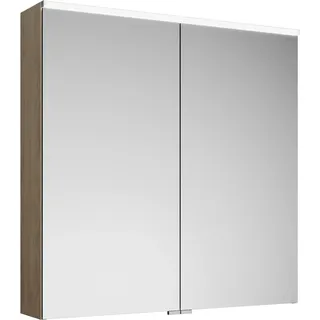 burgbad Eqio Spiegelschrank mit LED-Aufsatzleuchte und Waschtischbeleuchtung, 2-türig, 800x800x170mm, SPGT080F3180, Korpus: Eiche Dekor Cashmere