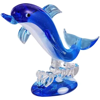 HEALLILY Glasdelfin-Figuren, Tierskulptur, Statue, Briefbeschwerer, blauer Glasdelphin, geblasenes Meer, Tierfigur, Tischdekoration, dekoratives Schaustück, Tafelaufsatz