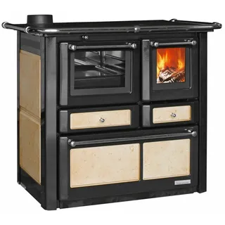 Festbrennstoffherd Westminster K85F beige Backofen links mit Stahlplatten-Kochfeld - Beige