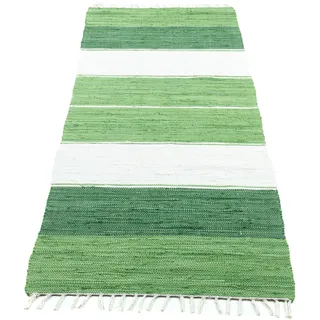 THEKO Teppich »Stripe Cotton, handgewebt« rechteckig 5 mm Höhe Flachgewebe, gestreift, reine Baumwolle, mit Fransen, auch als Läufer, grün