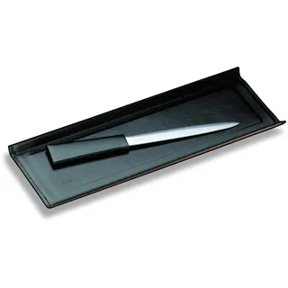 Läufer 31036 Modena Federschale, Stiftablage, fein genarbtes Rindsleder, schwarz, Handgefertigt aus Echtleder in Deutschland, Stiftablage aus Leder