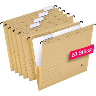 Hamelin Hängetaschen für A4, Hängeregister, mit Leinenfröschen, inkl. Vollsichtreitern, braun, 20 Stück
