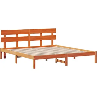 vidaXL Bettgestell mit Kopfteil Braun 200 x 200 cm Massivholz Kiefer - Braun