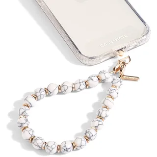 Case-Mate Telefon Charm mit Perlen Marmor Abnehmbare Anti-Diebstahl-Telefon-Strap Hands-Free iPhone Armband für Frauen Telefon Kette Wristlet-Passend für Apple,Samsung,Google Pixel & mehr White Marble