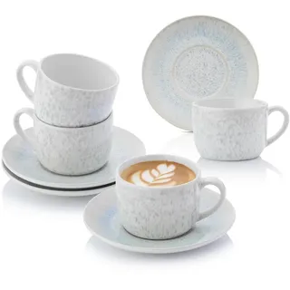 Sänger Kaffeetassen SET Santorini - 8 teilig aus Steingut , Creme , Keramik , 8-teilig , 29x25x28 cm , kratzfest , Geschirr, Tassen, Tassen Sets