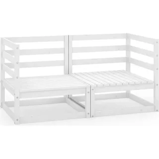 vidaXL Gartensofa 2-Sitzer Weiß Massivholz Kiefer - Weiß