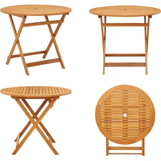 vidaXL Klappbarer Gartentisch Ø90x75 cm Massivholz Eukalyptus - Esstisch - Esstische - Garten-Esstisch - Garten-Esstische - Braun