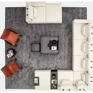 Wohnzimmer Möbel Polstergarnitur Wohnlandschaft Ecksofa Sessel Textilsofas - Weiß