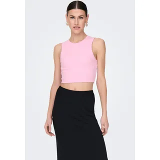 Only Tanktop "ONLVILMA S/L CROPPED TANK TOP JRS NOOS", Damen, Gr. XS, pink (pink lady), Jersey, Obermaterial: 95% Baumwolle, 5% Elasthan, unifarben, slim fit kurz, Rundhals, Tops Tanktop