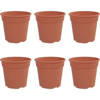 Runder Blumentopf 6 pcs Ziegelrot Ø 19 x 16 cm Kunststoff - Rot