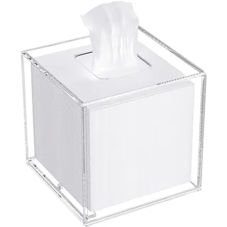 AITEE Acryl Quadratisch Kosmetiktücherbox: 14×14×14 cm Klarer Taschentuchbox mit Magnetabdeckung für Esszimmer Badezimmer Schlafzimmer Büro Couchtisch Auto