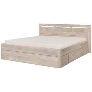 MASSIVMOEBEL24.DE Bett mit Schubladen Mango 160x200x90 weiß lackiert TORONTO #361 - Weiß