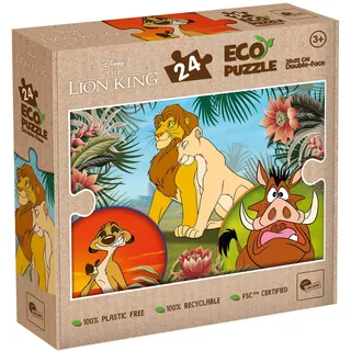 Lisciani - Puzzle Disney DER KÖNIG DER LÖWEN - 24 Teile - Doppelseitig für Kinder ab 3 Jahren - Rückseite zum Ausmalen - Format 25x35 cm - 100% Recycelbar - Lernspiel - Geschenkidee - Lion King