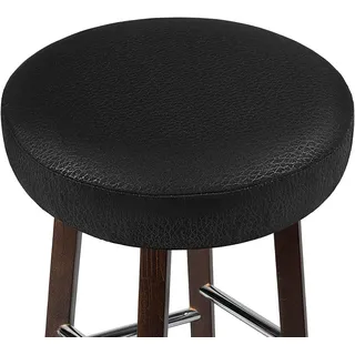 Hockerbezug Rund Schwarz 35cm Hochelastischer Stuhlhussen Waschbar Staubdicht Runde Hocker Bezug Barhockerbezug Schonbezüge für Hocker, 1 Stück