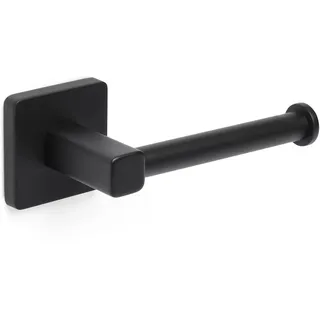 TATAY Toilettenpapierhalter ohne Bohren mit 3M Befestigungssystem | Komfortabel & bohrfrei | Mattes Finish | 100% rostfrei | Belastbarkeit 5 kg | 6 x 6,5 x 16 cm – Kollektion Kalo – Schwarz