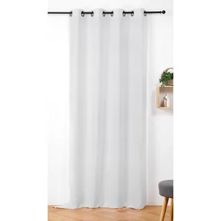 LINDER Flauschiger Vorhang in Felloptik – Stil Natur – mit Ösen – Farbe reinweiß – Maße 145 x 240 cm – 100% Polyester – Kollektion Maureen