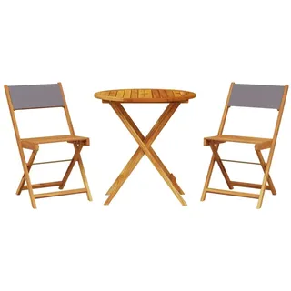 vidaXL 3-tlg. Bistro-Set Anthrazit Stoff und Massivholz - Grau