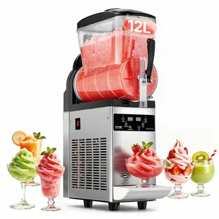 Vevor kommerzielle Slusheis Maschine 12 L Einzeltank-Maschine für gefrorene Getränke, 48 Tassen Edelstahl Slush-Eismaschine mit elektronischem Tastenfeld Softeis Maker für Partys Restaurants Cafés