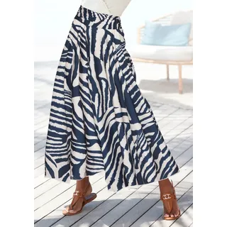 Hosenrock LASCANA "mit extra weitem Bein", Damen, Gr. 36, blau (creme, blau bedruckt), Web, Obermaterial: 100% Polyester, bedruckt, figurumspielend knöchelfrei, Röcke Hosenrock, mit Alloverdruck, Culotte, leichte Sommerhose, Strandhose, Schlupfhose, Topseller