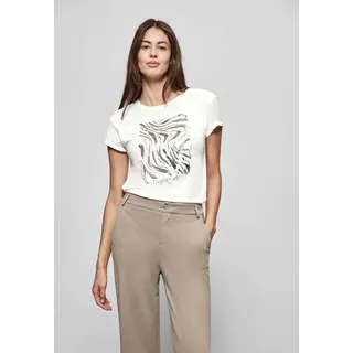 STREET ONE Damen A321960 T-Shirt mit Pailetten, Off White, 38