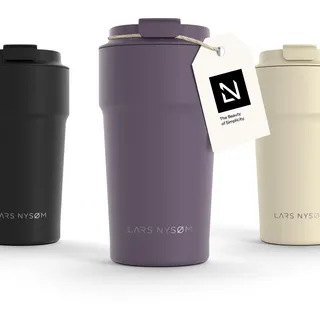 LARS NYSØM Thermo Kaffeebecher to go 500ml | Travel Mug 0,5 Liter mit Isolierung | Auslaufsicherer Edelstahl Thermobecher für Kaffee und Tee unterwegs | Teebecher (Deep Purple, 500ml)