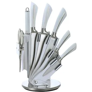 ROYALTY LINE, RLKSS750, 8-teiliges Messerset aus rostfreiem Stahl mit Ständer, Schärfer und Schere, perfekt für Köche und Liebhaber, ergonomisch, langlebig, 20 cm, schwarz