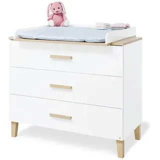 Pinolino Wickelkommode , Weiß , Holz , Eiche , massiv , 3 Schublade(n) Schubladen , 110x101x56-77 cm , FSC Mix , Babymöbel & Kindermöbel, Babyzimmer, Wickelkommoden & Zubehör, Wickelkommoden